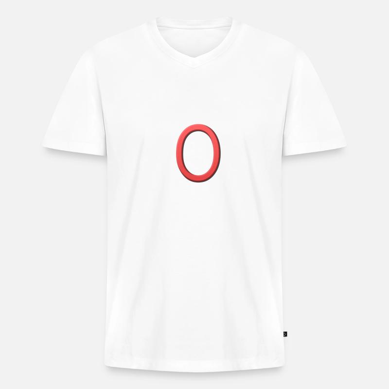O - Buchstabe - Männer Premium Bio T-Shirt mit V-Ausschnitt - Weiß