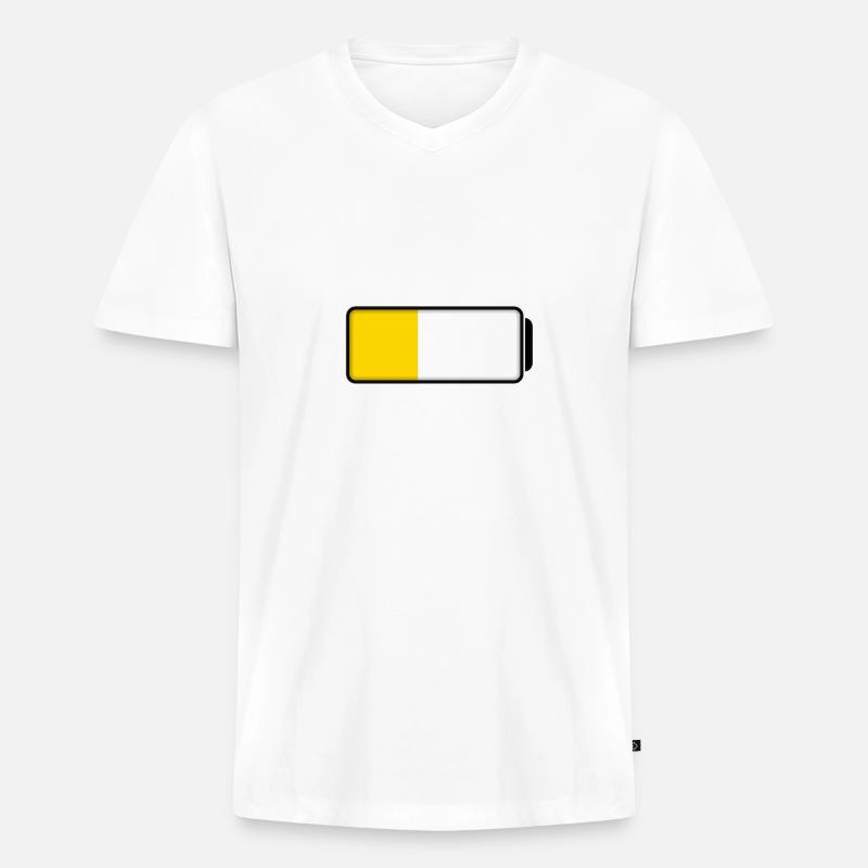 Battery (half-full / half-empty - 40%) - Männer Premium Bio T-Shirt mit V-Ausschnitt - Weiß