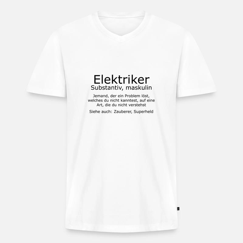 Elektriker Zauberer Superheld Geschenk - Männer Premium Bio T-Shirt mit V-Ausschnitt - Weiß