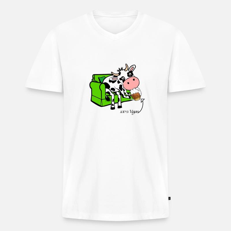 Feierabend Bierchen Vegan - Männer Premium Bio T-Shirt mit V-Ausschnitt - Weiß