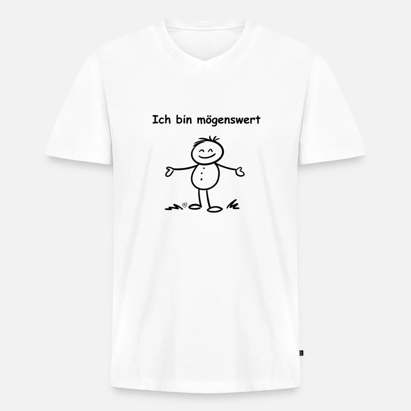Ich bin mögenswert Mann Junge - Männer Premium Bio T-Shirt mit V-Ausschnitt - Weiß