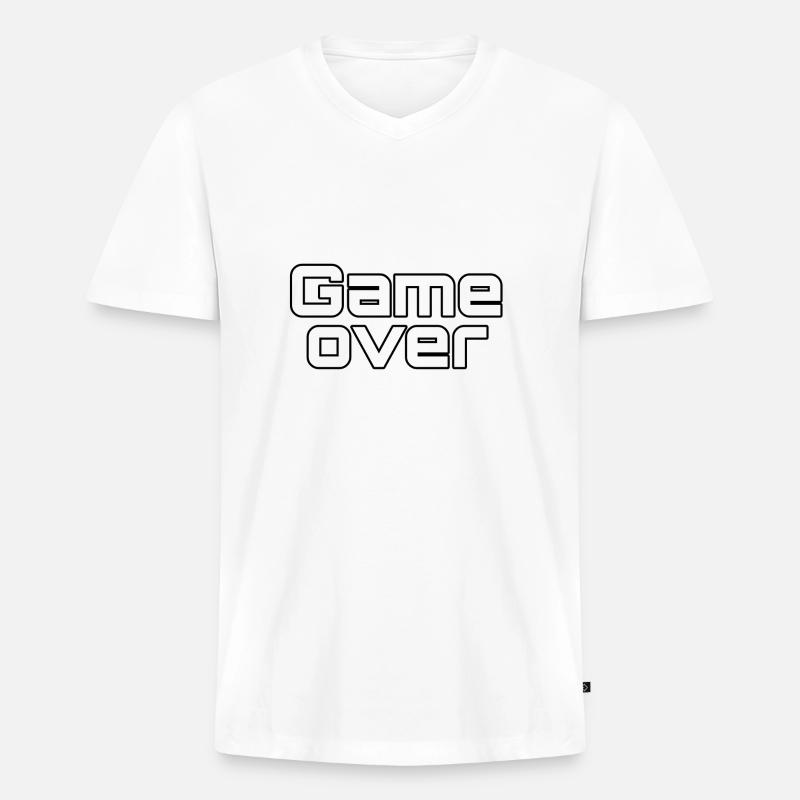 Game over - Männer Premium Bio T-Shirt mit V-Ausschnitt - Weiß