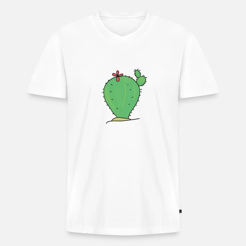 KAKTUS CACTUS - Männer Premium Bio T-Shirt mit V-Ausschnitt - Weiß