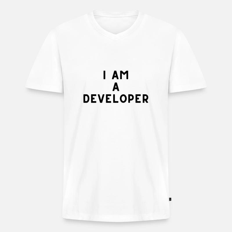 I AM A DEVELOPER - Männer Premium Bio T-Shirt mit V-Ausschnitt - Weiß