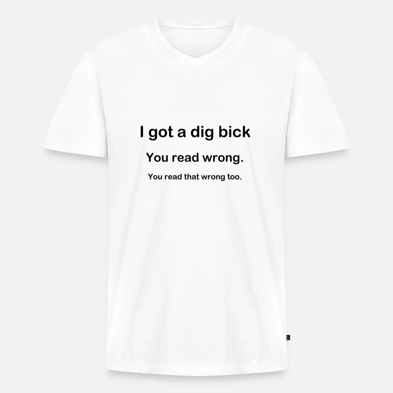 dick big fun Geschenk - Männer Premium Bio T-Shirt mit V-Ausschnitt - Weiß