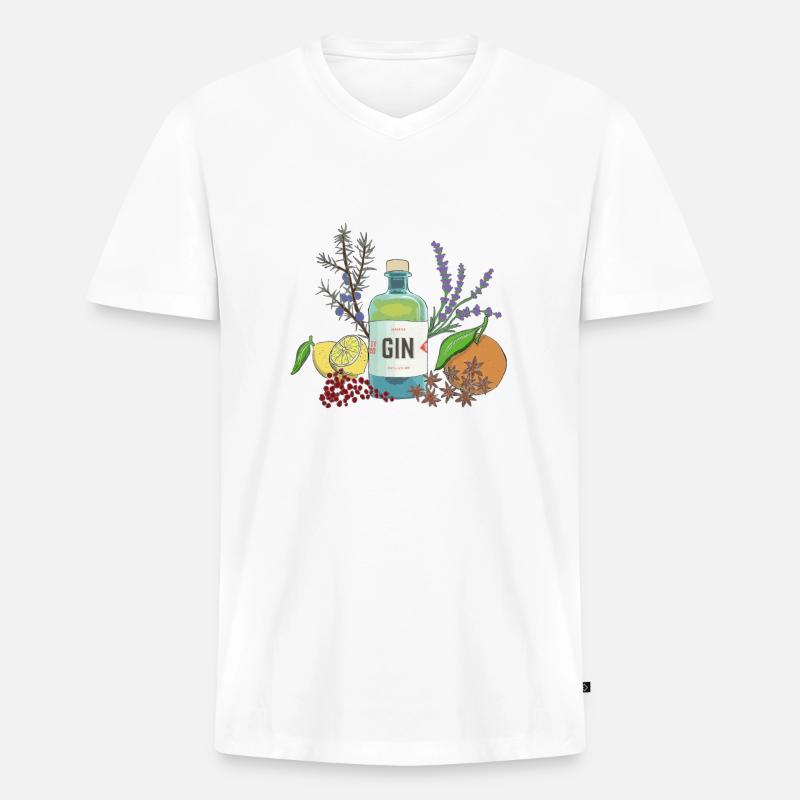 GIN - Männer Premium Bio T-Shirt mit V-Ausschnitt - Weiß