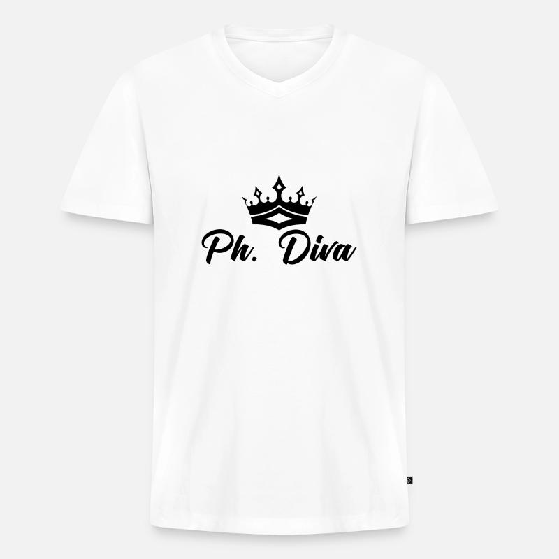 Phd Diva Krone Abschluss Geschenk - Männer Premium Bio T-Shirt mit V-Ausschnitt - Weiß