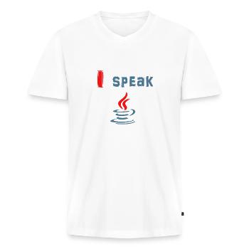 Je parle Java - Je parle Java - T-shirt encolure en V Premium bio Homme - blanc - Devant - Nico (187cm)