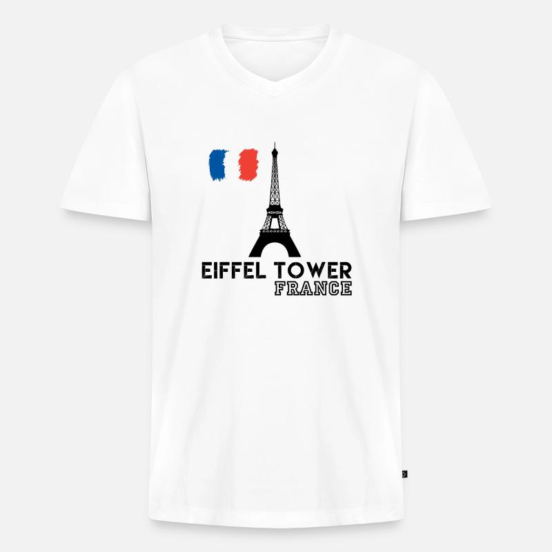 Eiffelturm, Eiffelturm Paris, Eiffelturm - Männer Premium Bio T-Shirt mit V-Ausschnitt - Weiß