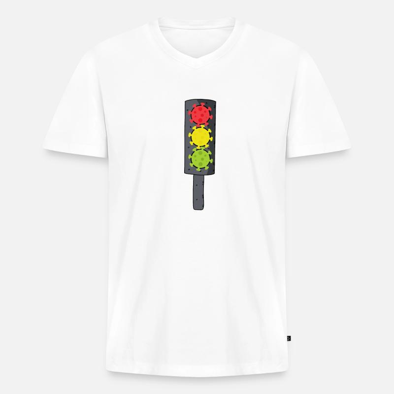 Corona Ampel - Männer Premium Bio T-Shirt mit V-Ausschnitt - Weiß