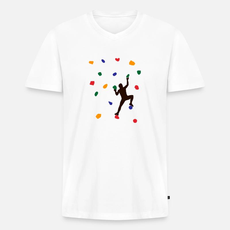 Klettern Geschenk Spruch Berg - Männer Premium Bio T-Shirt mit V-Ausschnitt - Weiß