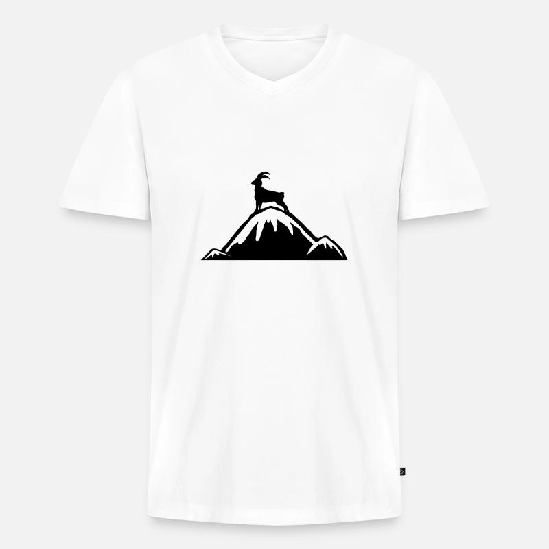 Alpen Steinbock Bergsteigen Geschenkidee - Männer Premium Bio T-Shirt mit V-Ausschnitt - Weiß