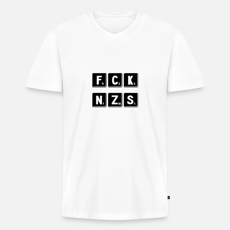 FCK NZS - Männer Premium Bio T-Shirt mit V-Ausschnitt - Weiß