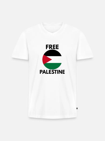 Libérer la Palestine - T-shirt encolure en V Premium bio Homme - blanc