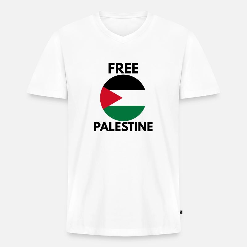 Freies Palästina - Männer Premium Bio T-Shirt mit V-Ausschnitt - Weiß