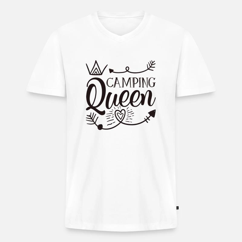 Campingplatz Queen - Männer Premium Bio T-Shirt mit V-Ausschnitt - Weiß