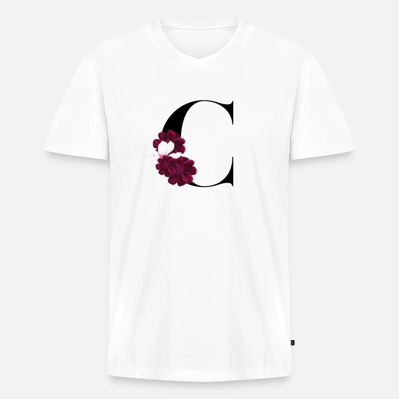 Buchstabe C blühende - Männer Premium Bio T-Shirt mit V-Ausschnitt - Weiß