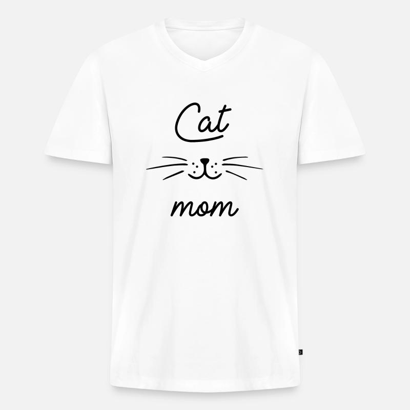 Katzenmutter - Männer Premium Bio T-Shirt mit V-Ausschnitt - Weiß