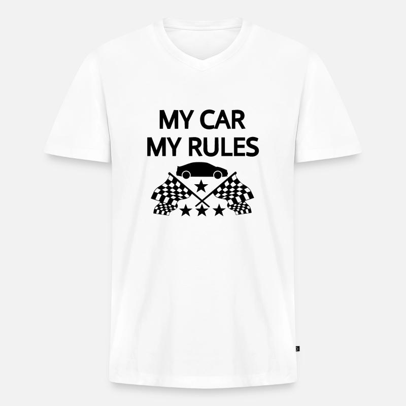 Auto - Männer Premium Bio T-Shirt mit V-Ausschnitt - Weiß