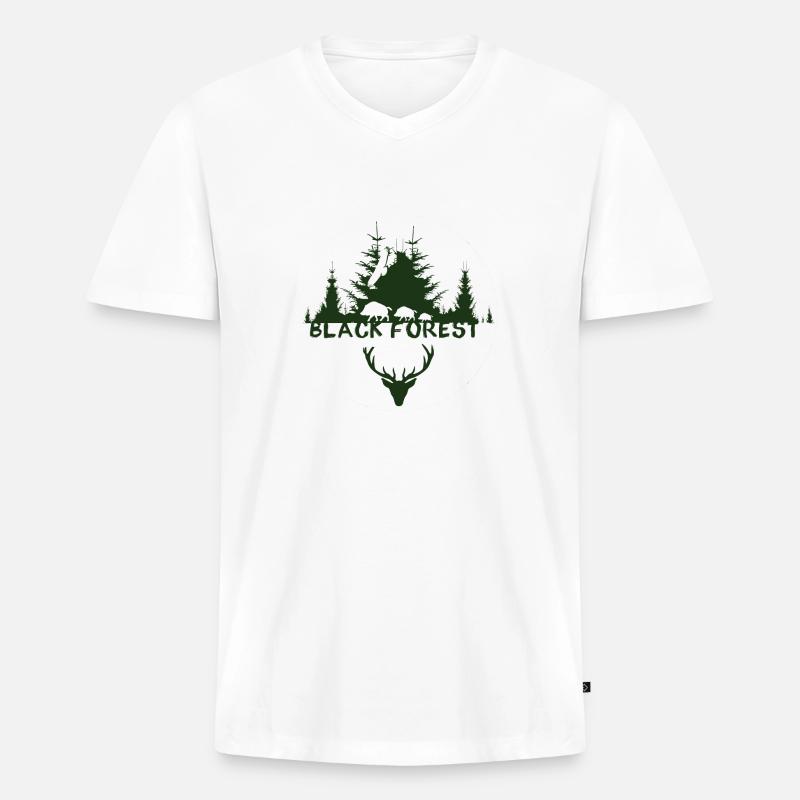 schwarzwald,Jäger,wild,wald,hirsch,Adler,geweih - Männer Premium Bio T-Shirt mit V-Ausschnitt - Weiß