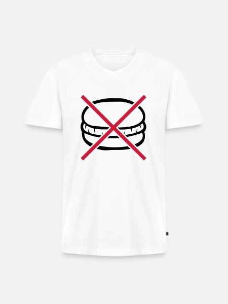 Verboten Burger essen - Männer Premium Bio T-Shirt mit V-Ausschnitt - Weiß
