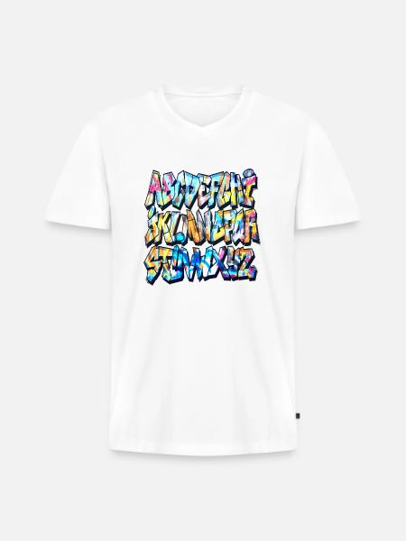 Alphabet graffiti - T-shirt encolure en V Premium bio Homme - blanc