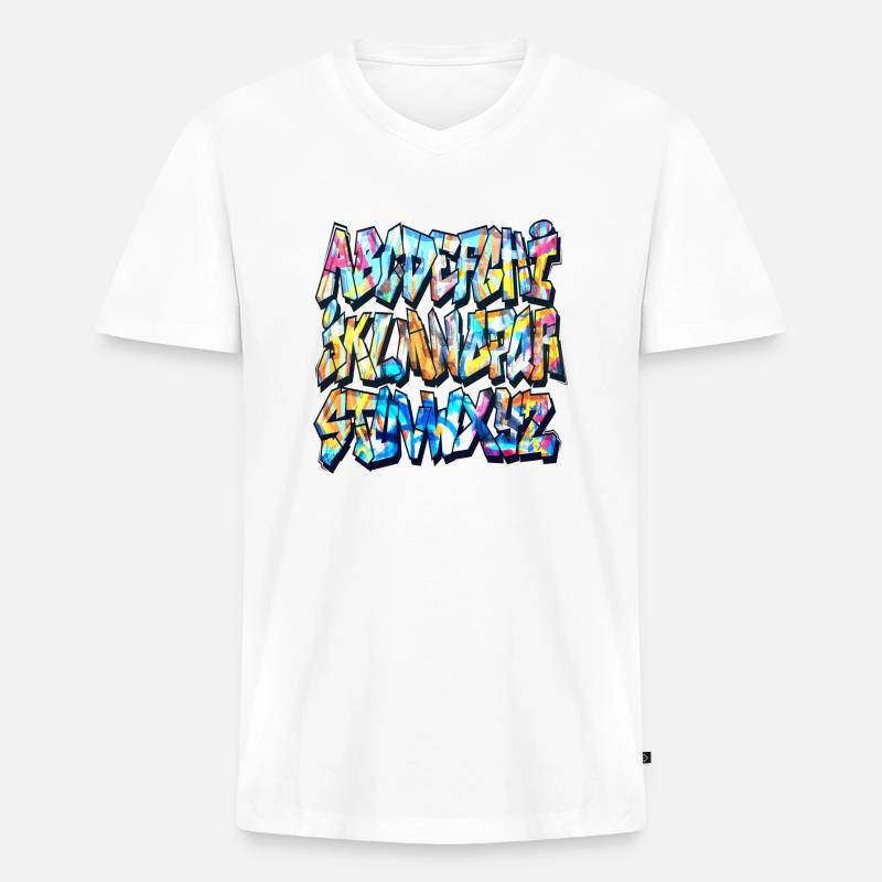 Graffiti-Alphabet - Männer Premium Bio T-Shirt mit V-Ausschnitt - Weiß
