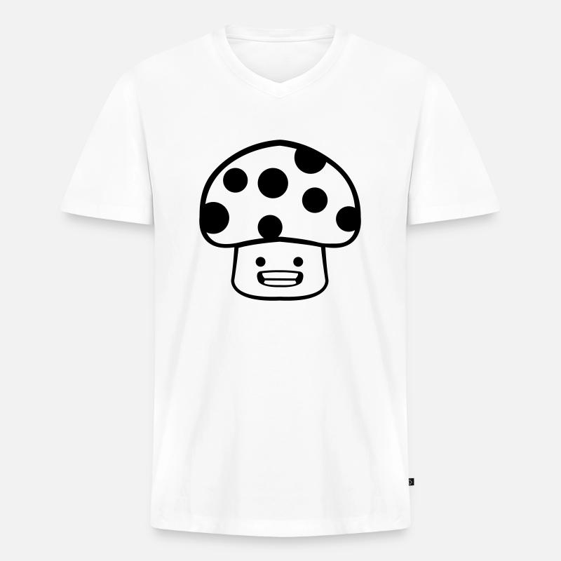 Pilz Comic - Männer Premium Bio T-Shirt mit V-Ausschnitt - Weiß
