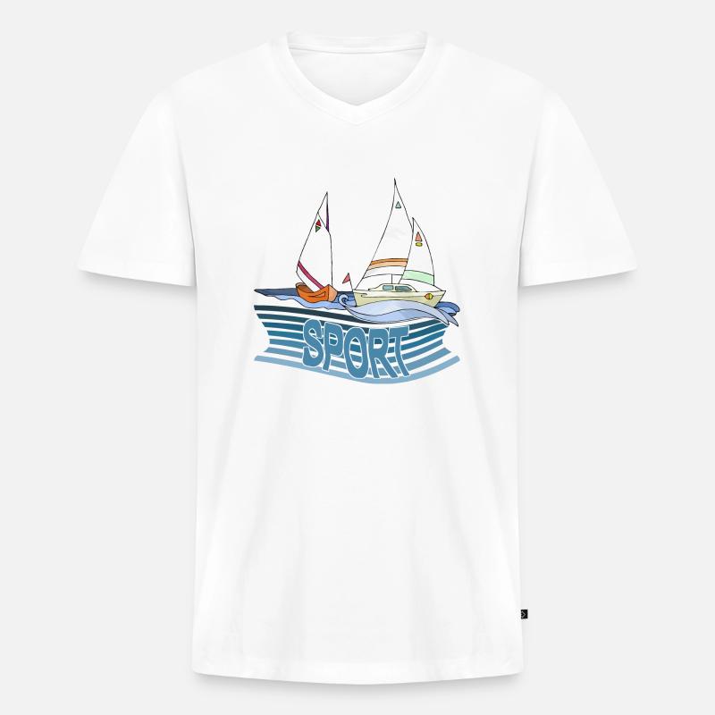 Segelboote - Männer Premium Bio T-Shirt mit V-Ausschnitt - Weiß