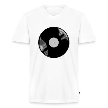 Conception de musique de disque vinyle - T-shirt encolure en V Premium bio Homme - blanc - Devant - Nico (187cm)