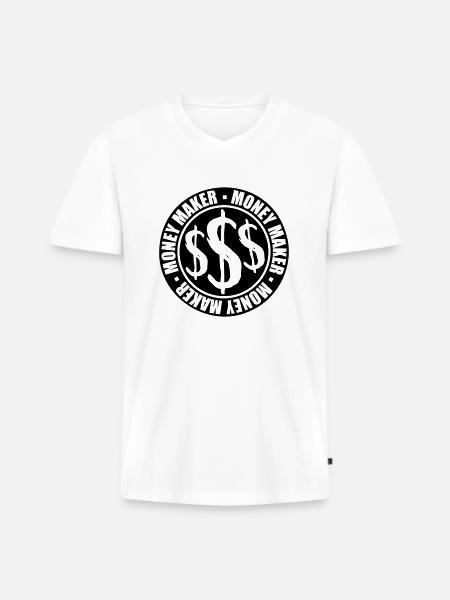 Logo Around Money Maker - Men's Premium Organic T-shirt with V-neck - white