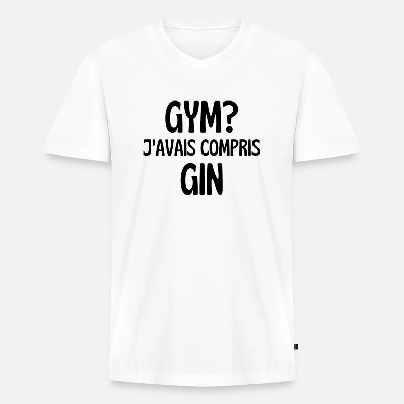 j'avais compris gin - T-shirt encolure en V Premium bio Homme - blanc