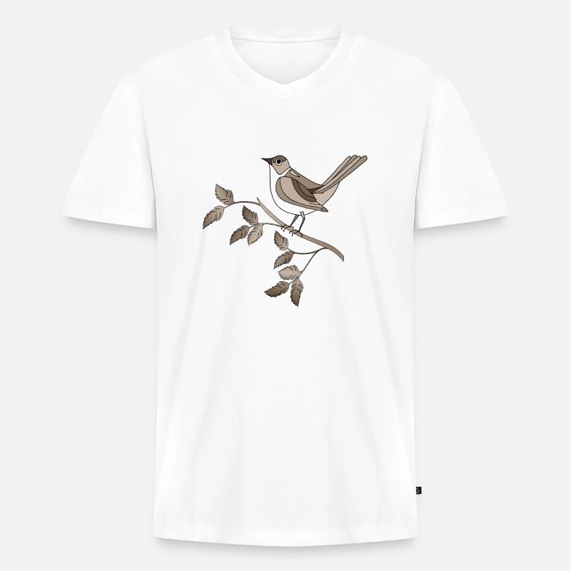 Vogel - Männer Premium Bio T-Shirt mit V-Ausschnitt - Weiß