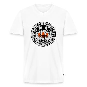 goose on the loose - Männer Premium Bio T-Shirt mit V-Ausschnitt - Weiß - Vorne - Nico (187cm)