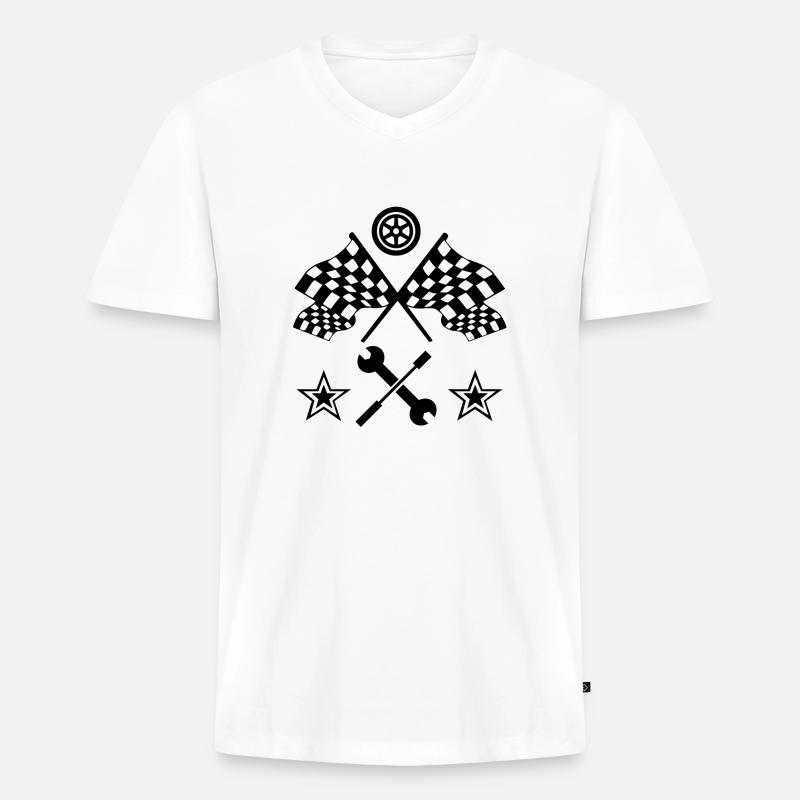 Auto - Männer Premium Bio T-Shirt mit V-Ausschnitt - Weiß