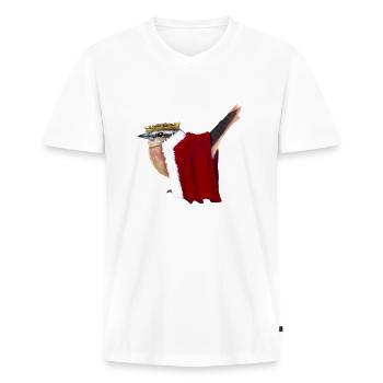 Zaunkönig - Männer Premium Bio T-Shirt mit V-Ausschnitt - Weiß - Vorne - Nico (187cm)