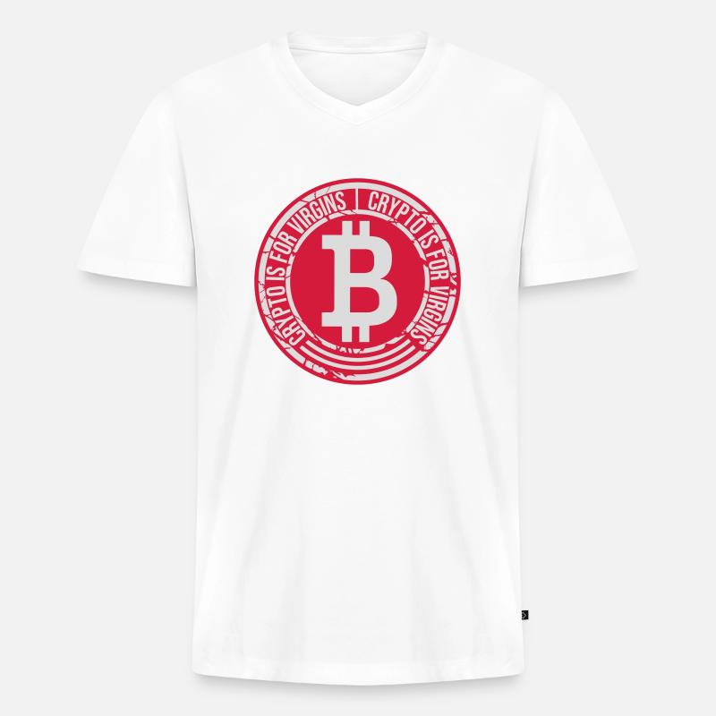 crypto is for virgins - Männer Premium Bio T-Shirt mit V-Ausschnitt - Weiß