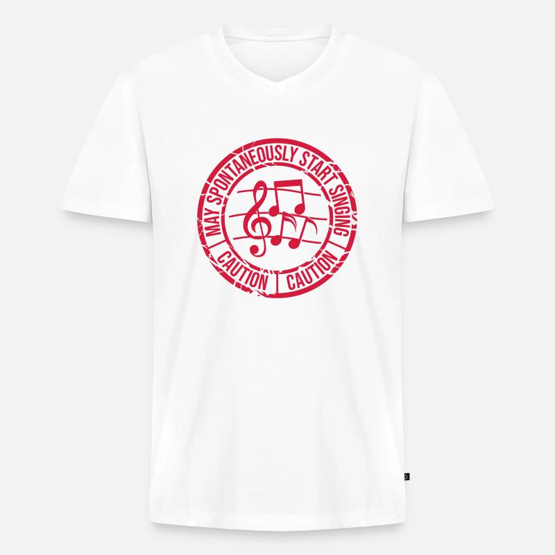 may spontaneously start singing - Männer Premium Bio T-Shirt mit V-Ausschnitt - Weiß