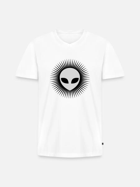 Radiate Alien Head Gray - Men's Premium Organic T-shirt with V-neck - white