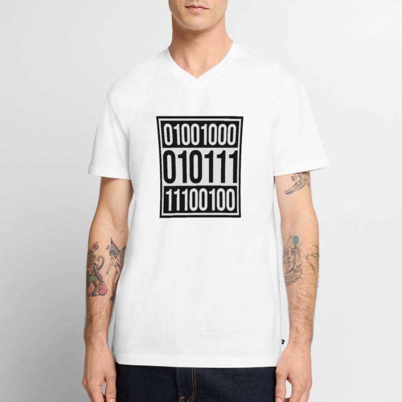 Binär Code Programm Sprache Männer Premium Bio T-Shirt mit V-Ausschnitt