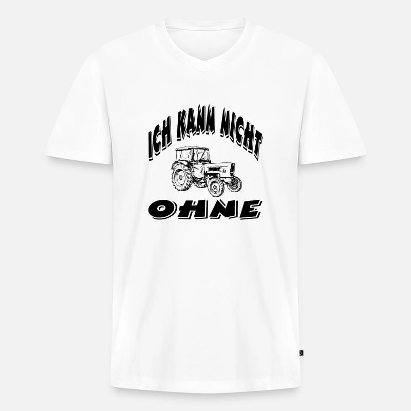 Traktor - Männer Premium Bio T-Shirt mit V-Ausschnitt - Weiß