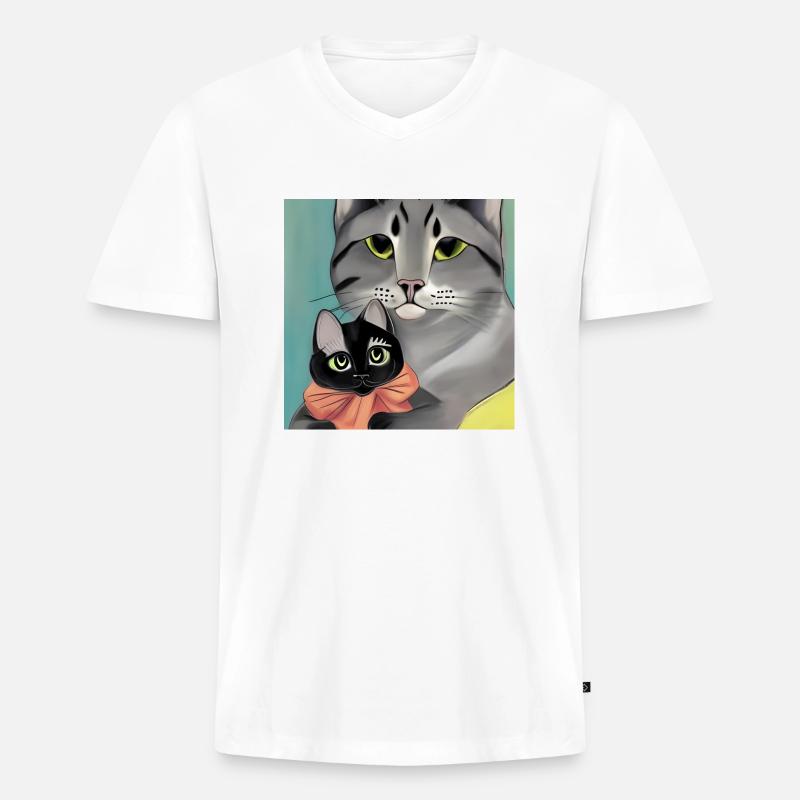 Mutter von Katzen - Männer Premium Bio T-Shirt mit V-Ausschnitt - Weiß
