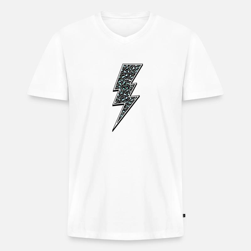 Blitz Leopard - Männer Premium Bio T-Shirt mit V-Ausschnitt - Weiß