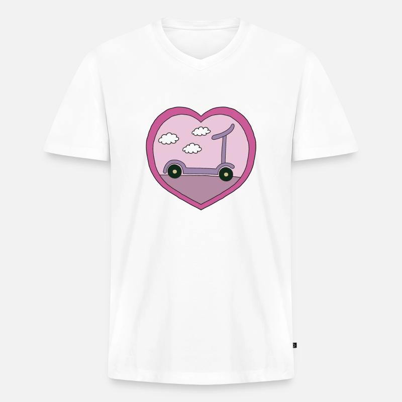 Roller im rosa Design - Männer Premium Bio T-Shirt mit V-Ausschnitt - Weiß