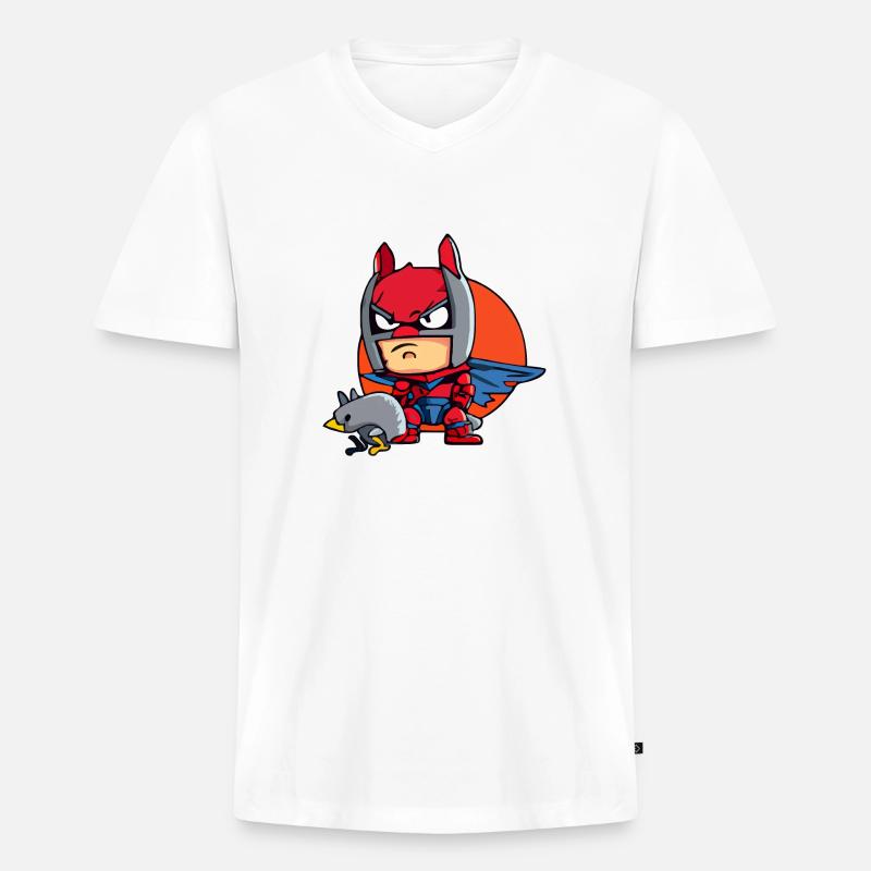 Blo der Superheld - Männer Premium Bio T-Shirt mit V-Ausschnitt - Weiß