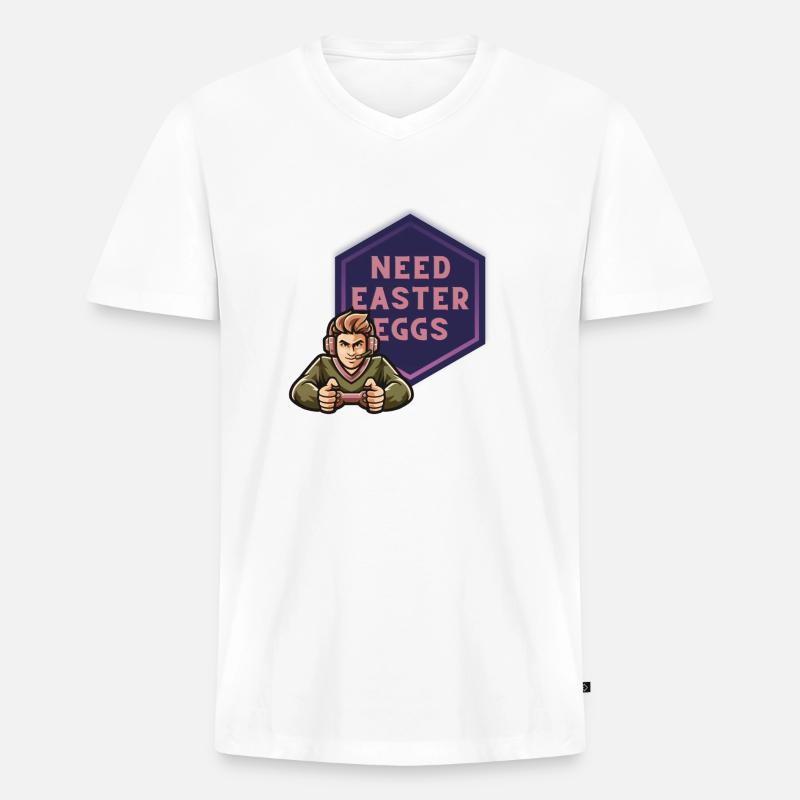 Need Easter Eggs - Männer Premium Bio T-Shirt mit V-Ausschnitt - Weiß