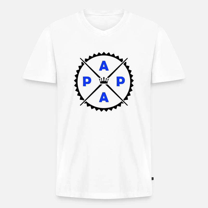 papa - Männer Premium Bio T-Shirt mit V-Ausschnitt - Weiß