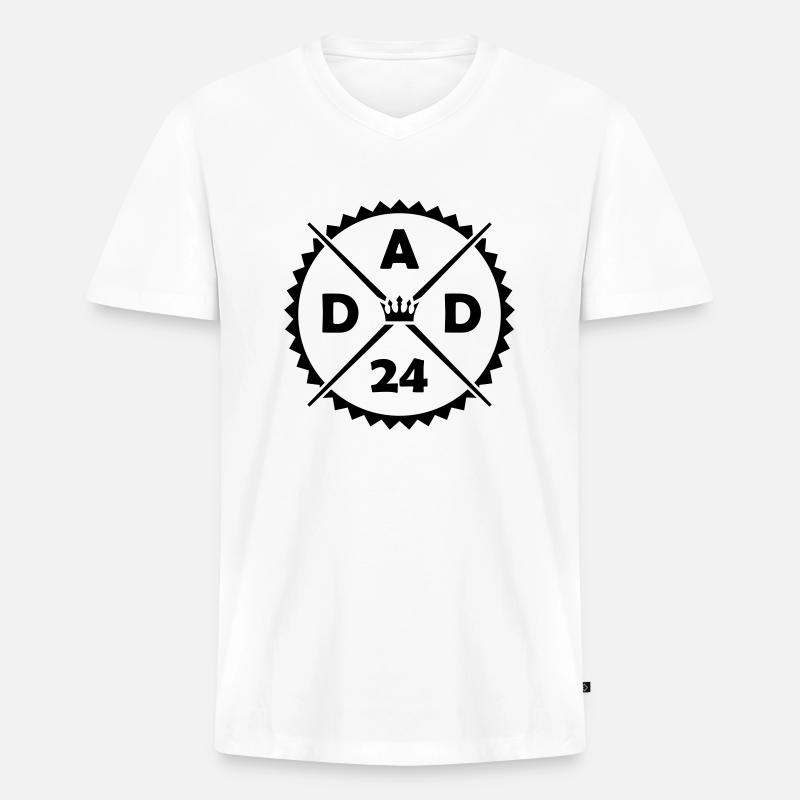 dad 24 - Männer Premium Bio T-Shirt mit V-Ausschnitt - Weiß