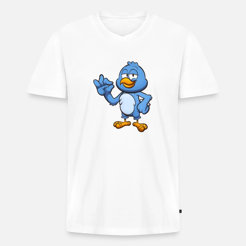 Perfekter blauer Vogel - Männer Premium Bio T-Shirt mit V-Ausschnitt - Weiß