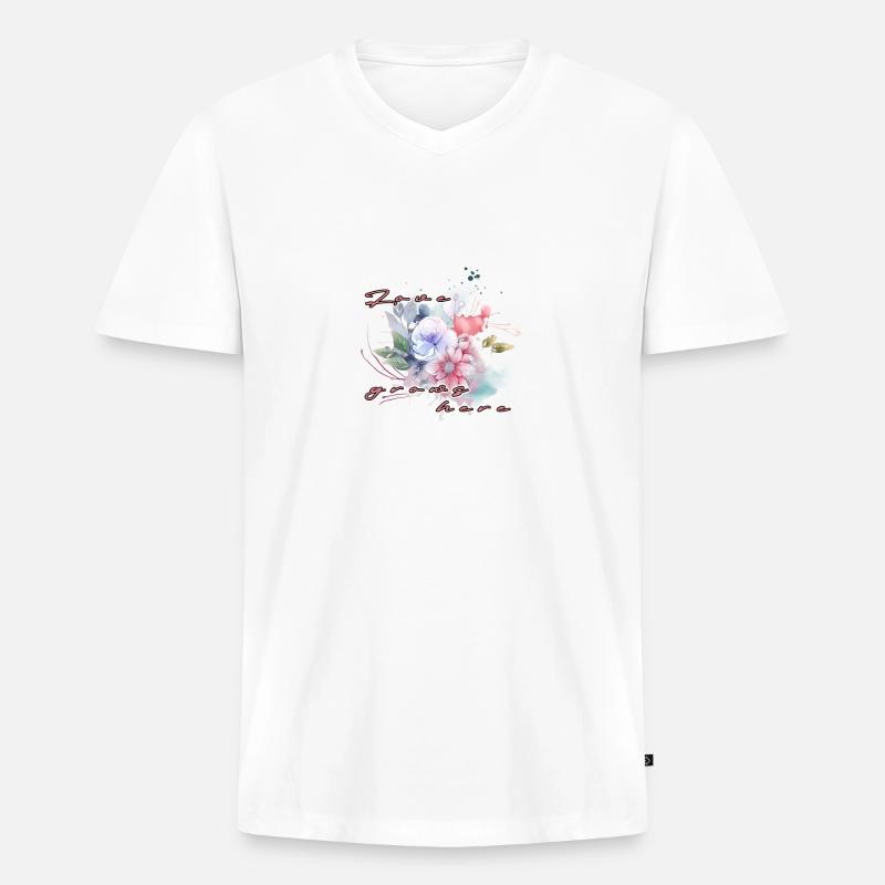 Love grows here - Männer Premium Bio T-Shirt mit V-Ausschnitt - Weiß